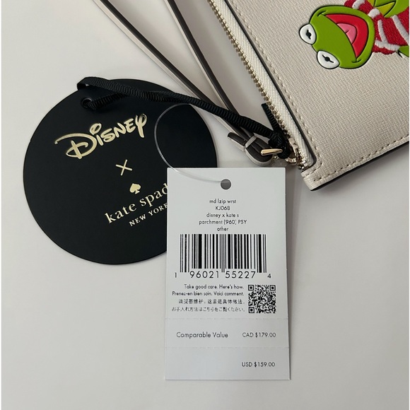 ♠️Kate Spade New York X Disney Muppets Kermit the Frog Medium L-Zip Wristlet NWT - Picture 5 of 6